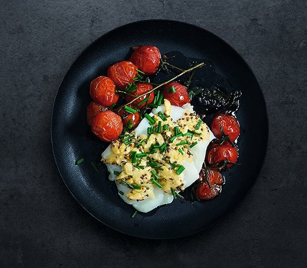 Baked Norwegian Cod with Tomato Salad