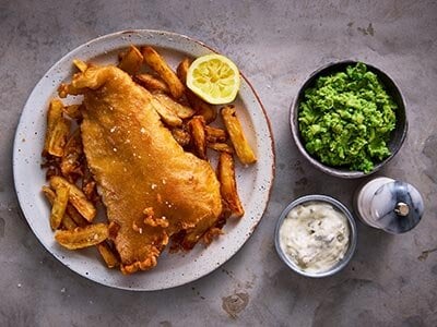 The ultimate beer battered Norwegian haddock and chips