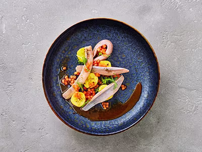 Norwegian herring with vadouvan and plantain