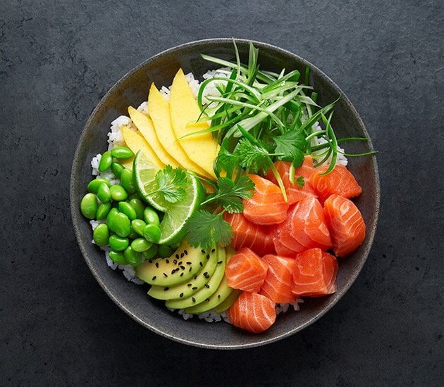 Easy Norwegian salmon poke bowl