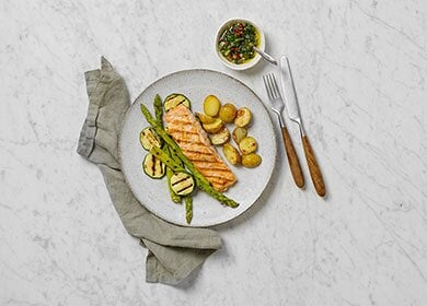 Pan fried Norwegian Salmon with Salsa Verde