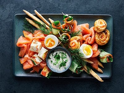 Sharing platter with Norwegian salmon
