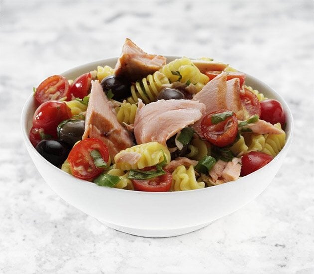 Pasta Salad with Norwegian Salmon and Colorful Vegetables