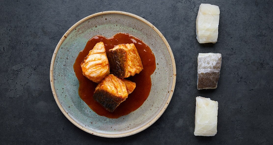 Norwegian salted cod "a la vizcaína"