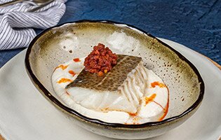 Norwegian skrei with chorizo and cauliflower