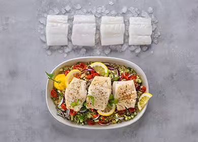 Norwegian Skrei with quinoa and mint chutney