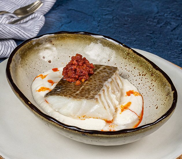 Norwegian skrei with chorizo and cauliflower