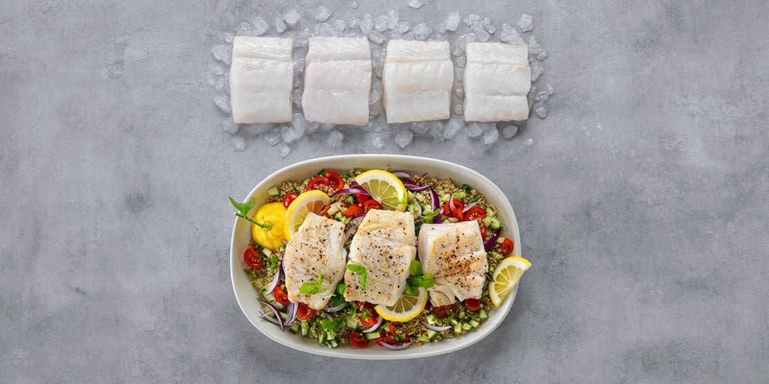 Norwegian Skrei with quinoa and mint chutney